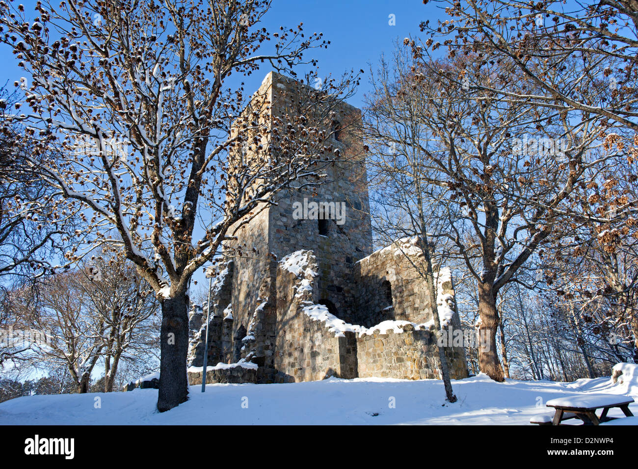 Ruinas de la Iglesia de San Pedro, Sankt Pers kyrkoruin (Sigtuna, Suecia) Foto de stock