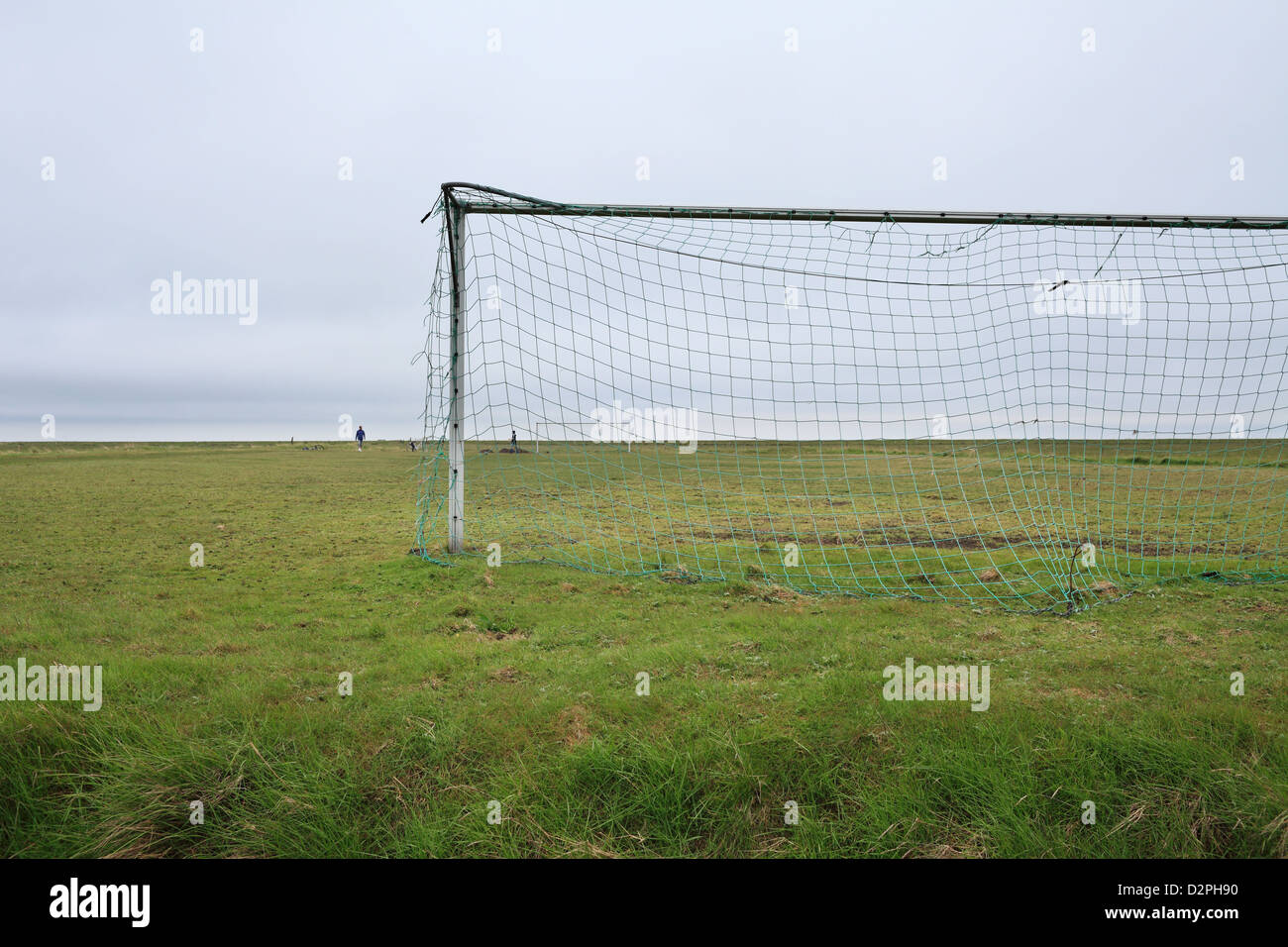 Hallig Hooge, Alemania, el fútbol y el campo de fútbol Foto de stock
