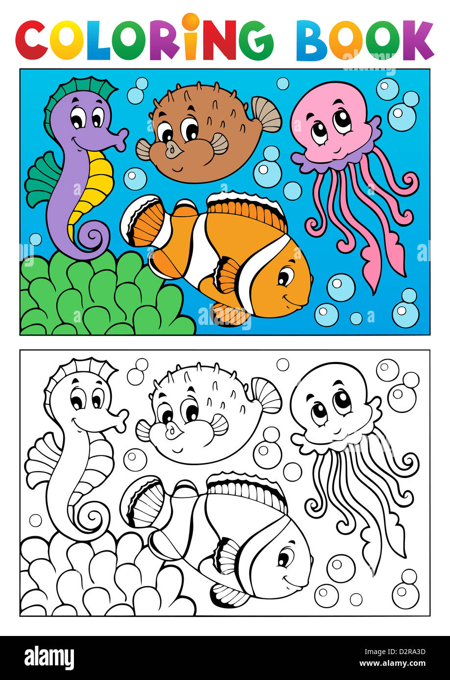 Libro para colorear con animales marinos 4 - ilustración ilustración  Fotografía de stock - Alamy