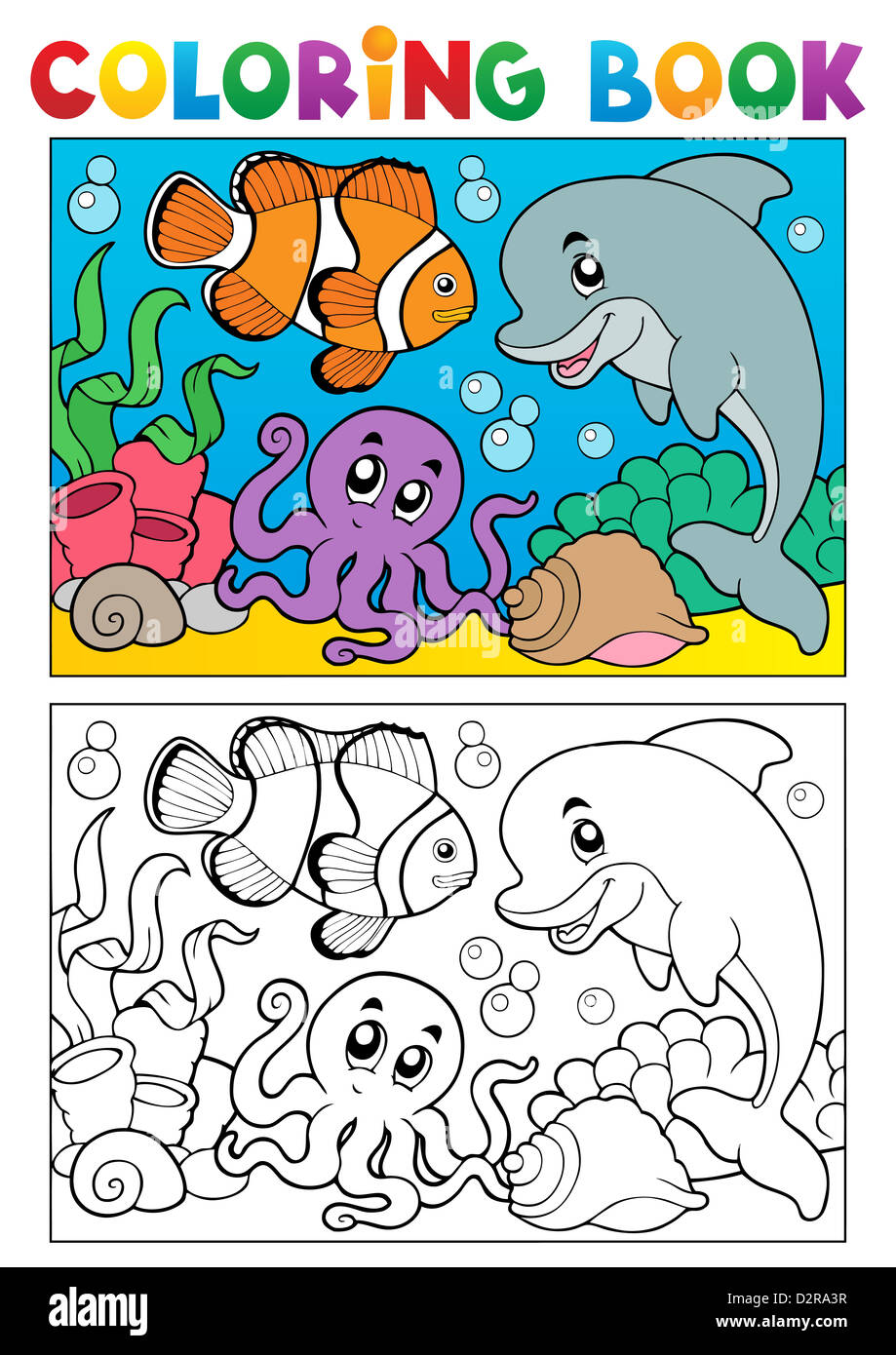 Libro para colorear con animales marinos 6 - ilustración ilustración  Fotografía de stock - Alamy