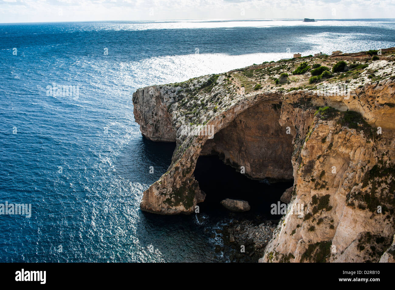 El paisaje alrededor de la Gruta Azul, Malta, el Mediterráneo, Europa Foto de stock