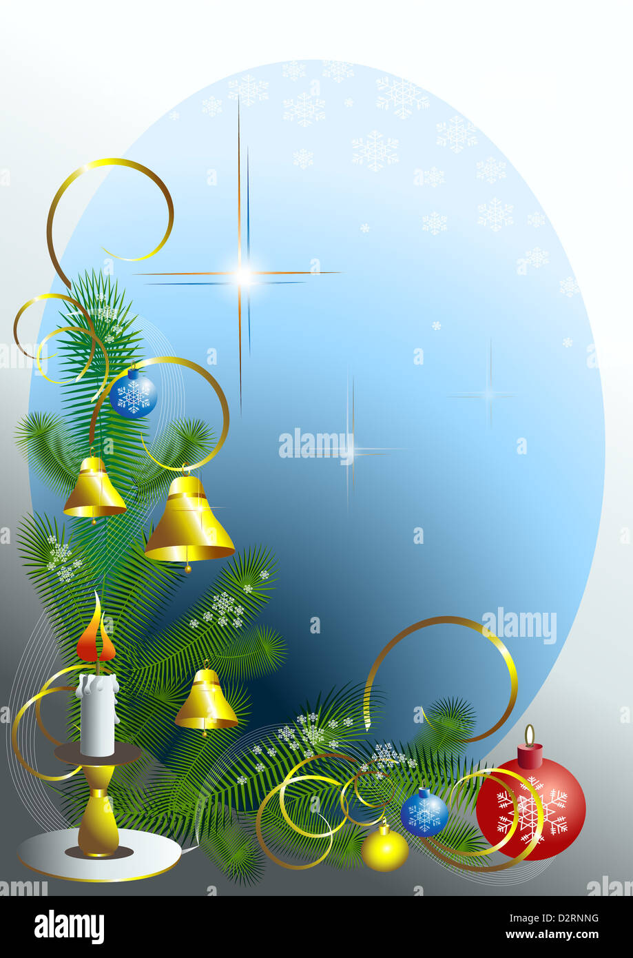 Esquina del árbol de navidad con vela. Foto de stock