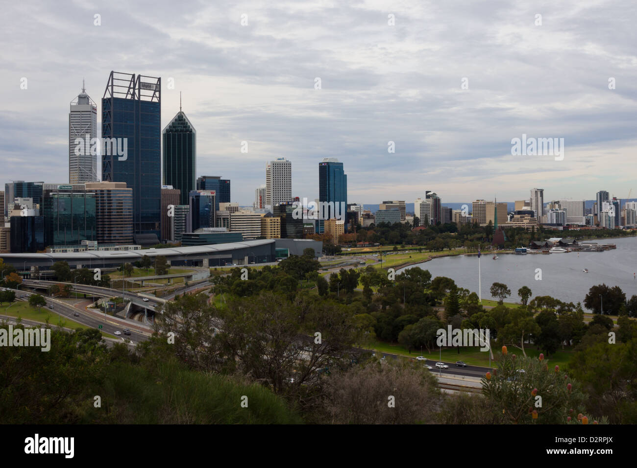 Ciudad de Perth desde Kings Park Foto de stock