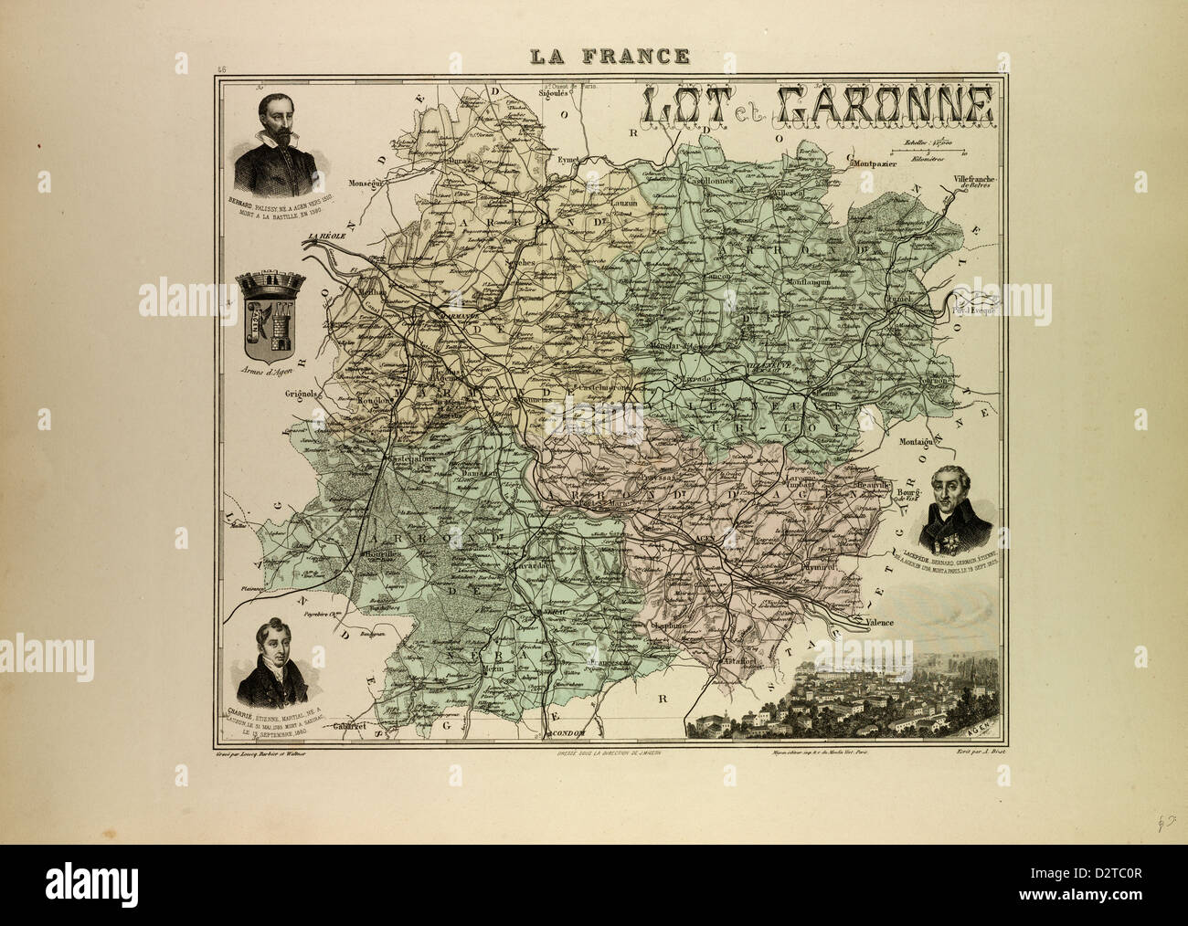Mapa de Lot y Garona 1896 Francia Fotografía de stock Alamy