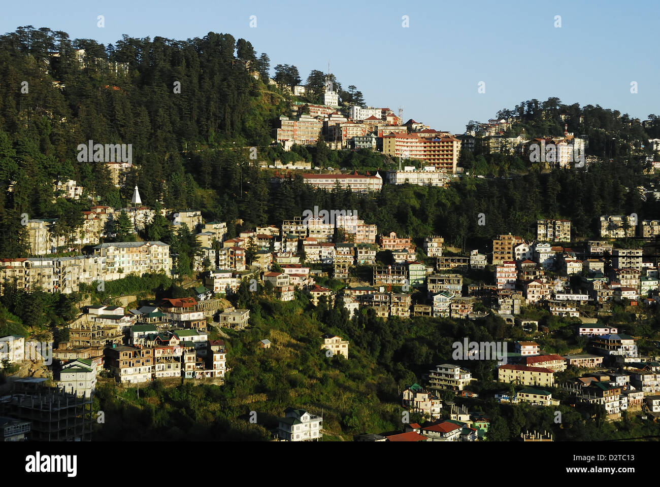 Vista de Shimla casas, Shimla, Himachal Pradesh, India, Asia Foto de stock