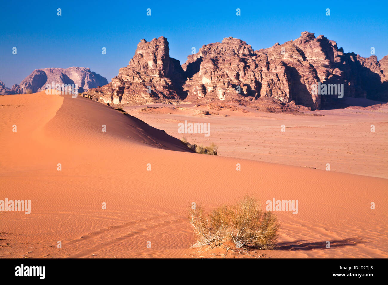 El desierto de Jordania de Wadi Rum o el Valle de la luna Foto de stock