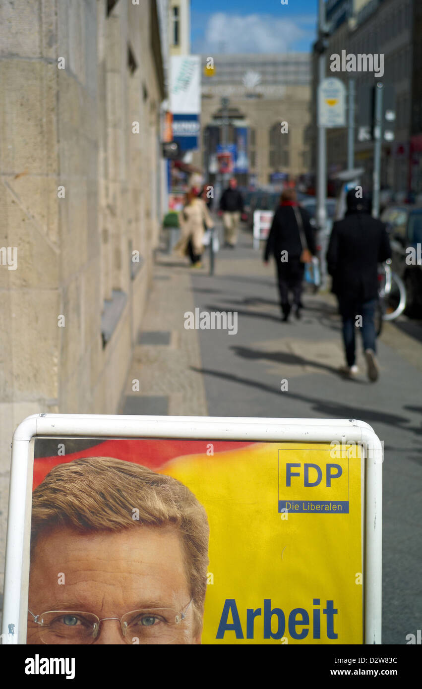 Berlín, Alemania, el cartel electoral con el FDP, Guido Westerwelle Foto de stock