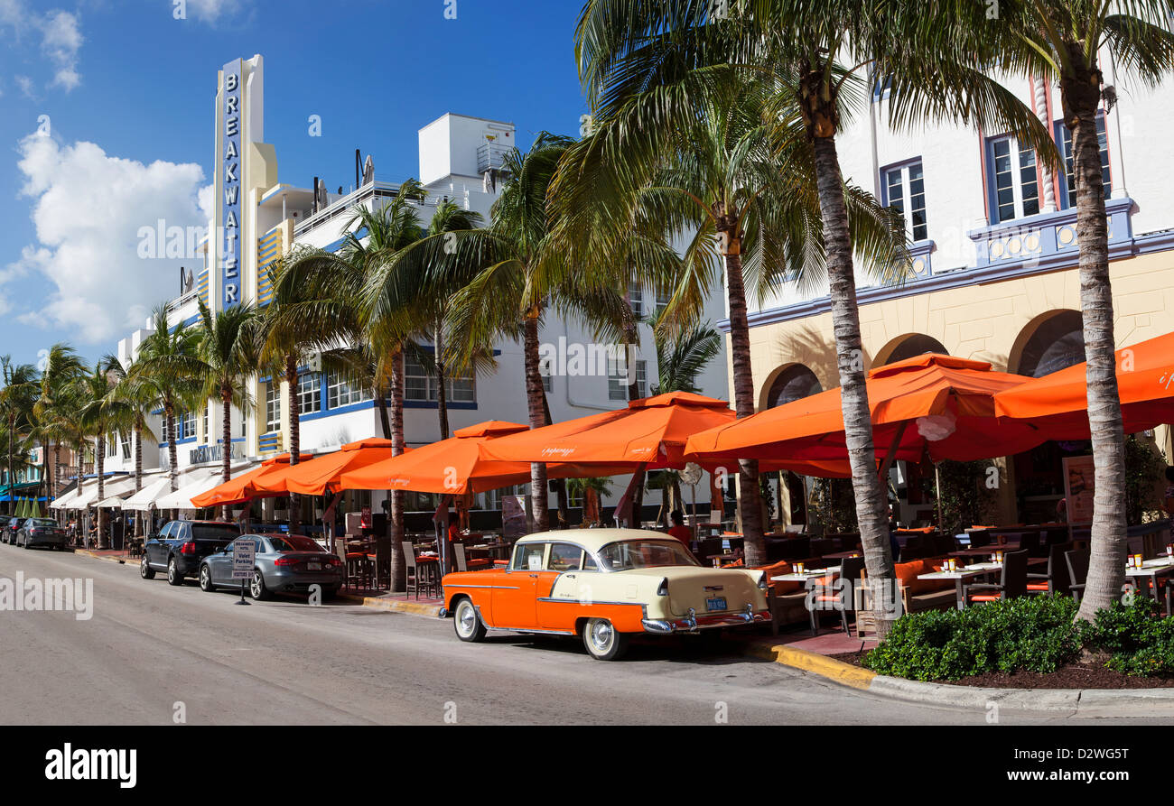 Ocean Drive, South Beach, Miami Beach, EE.UU. Foto de stock