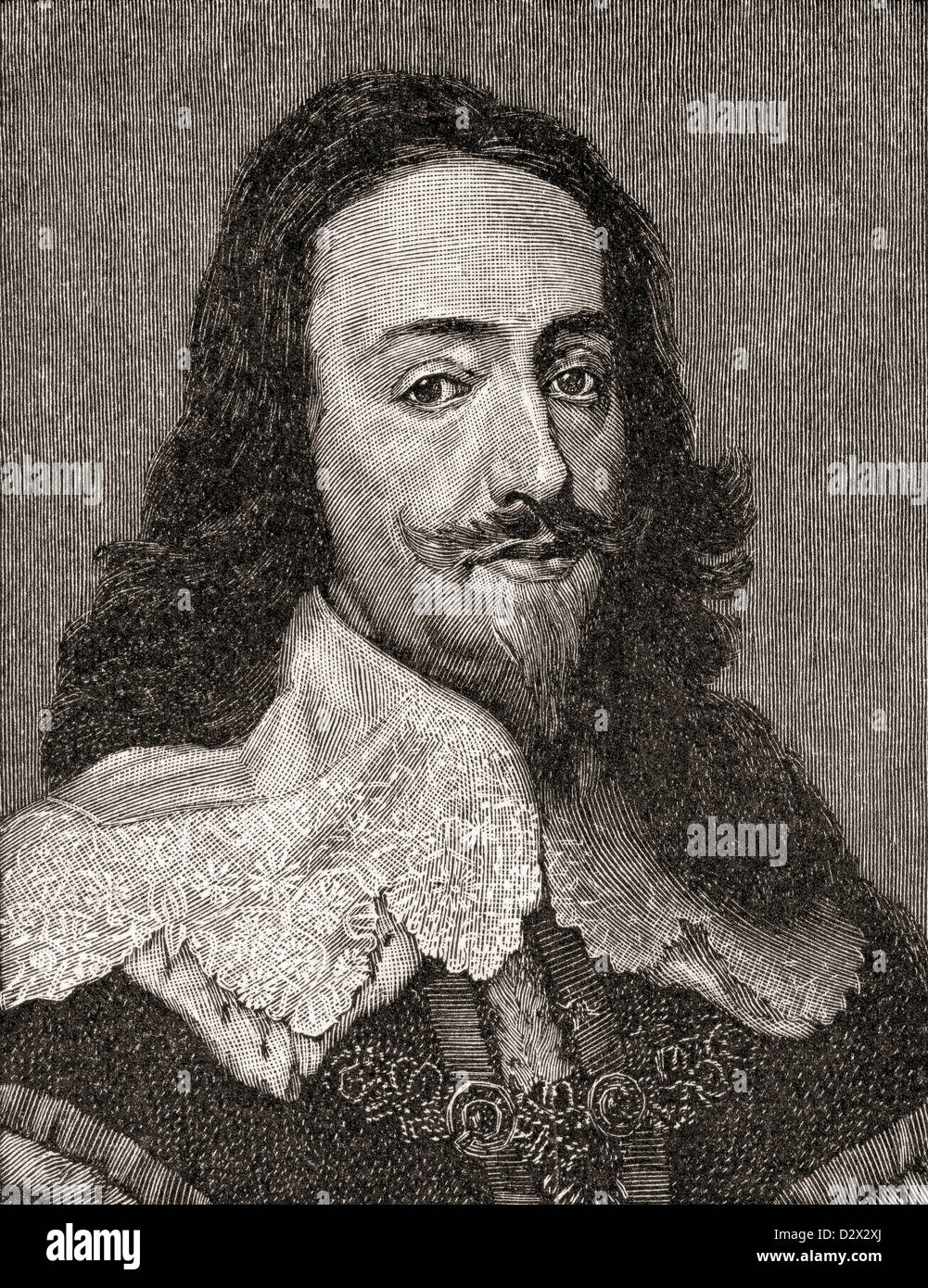 Charles I, de 1600 a 1649. El rey de Inglaterra, Escocia, Irlanda. Desde el primer libro de la historia británica publicado 1925. Foto de stock