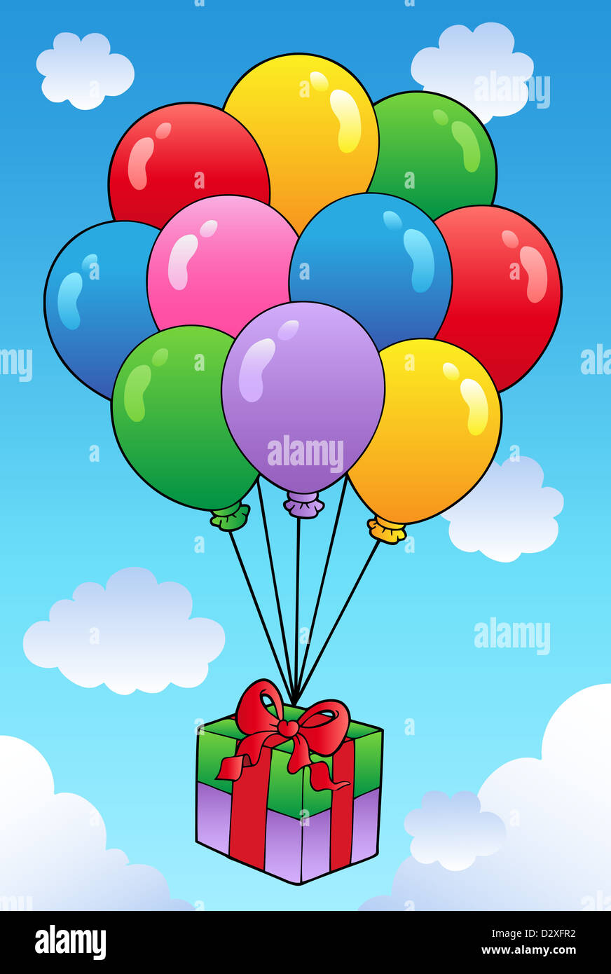 Don flotante con globos de dibujos animados - ilustración en color  Fotografía de stock - Alamy