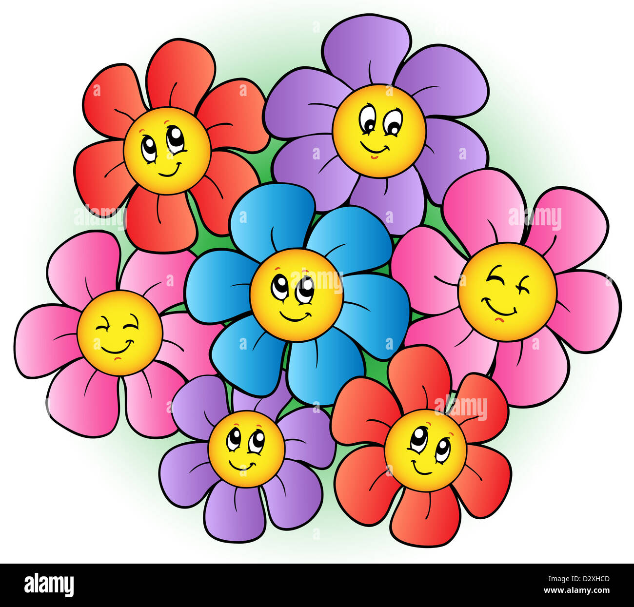 Grupo de flores de dibujos animados - ilustración en color Fotografía de  stock - Alamy