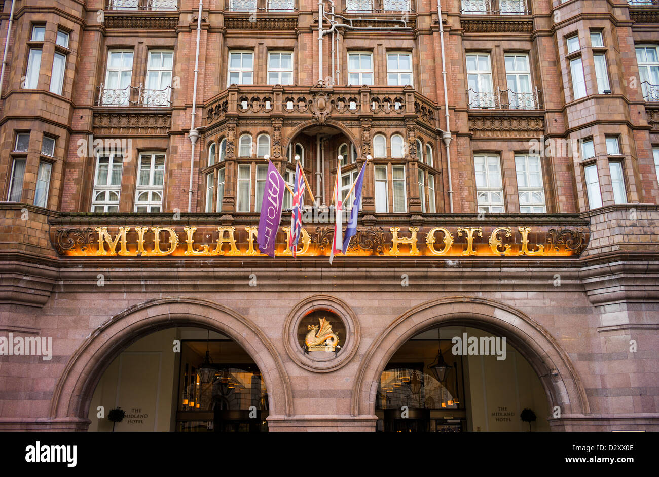 Entrada de la Midland Hotel Manchester UK Foto de stock