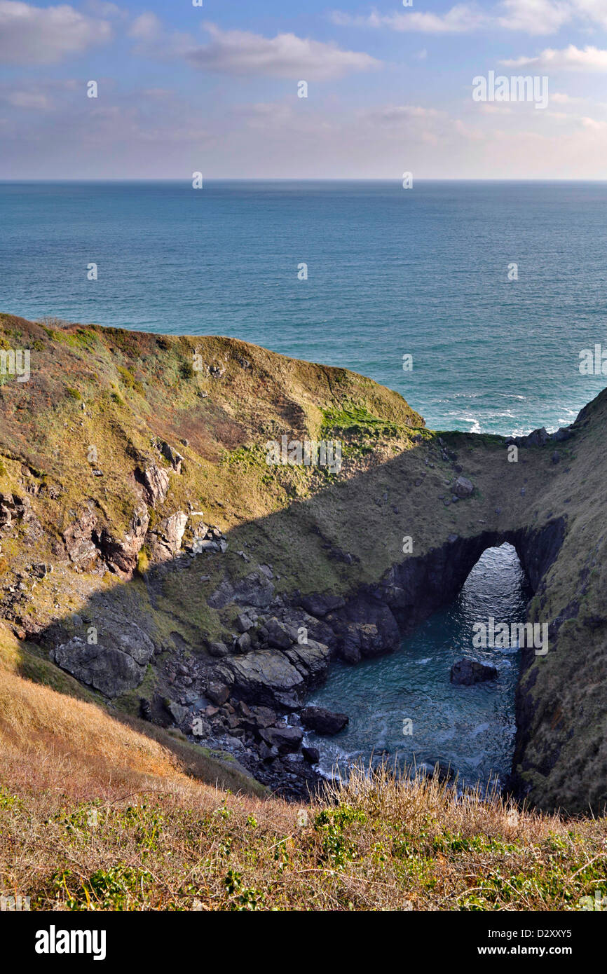 Devil's sartén; Blow Hole; Cadgwith; Lizard; Cornwall; UK Foto de stock