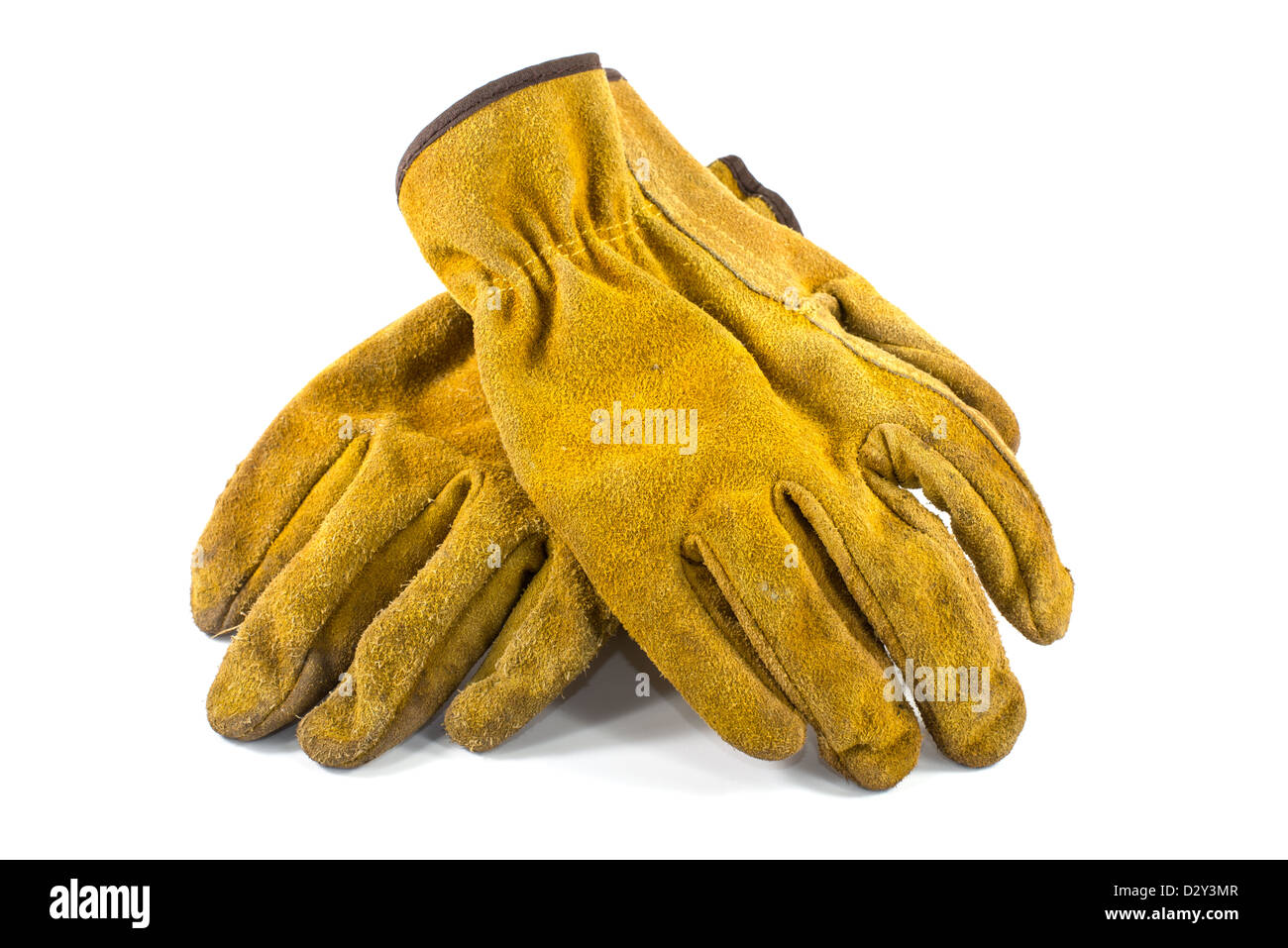 Tan bien gastado cuero guantes de trabajo mostrando la textura de gamuza  Fotografía de stock - Alamy