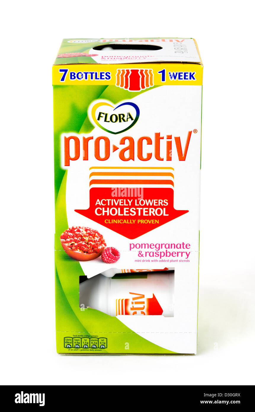 Flora Pro-Active bebida que reducen el colesterol Foto de stock