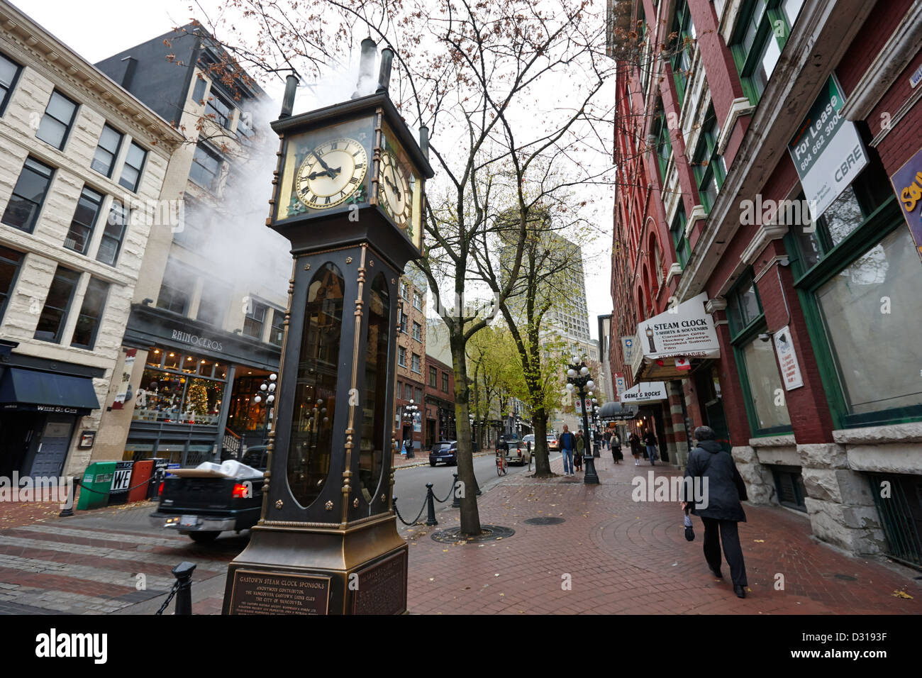 Antiguo reloj de vapor en Water Street, en el distrito histórico de Gastown de Vancouver, BC Canadá Foto de stock