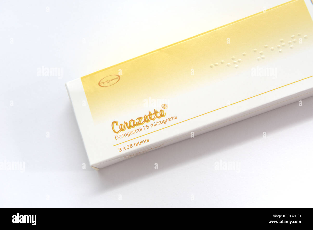 Cerazette (Sair-raz-et) es un medicamento que se usa en la anticoncepción. Foto de stock