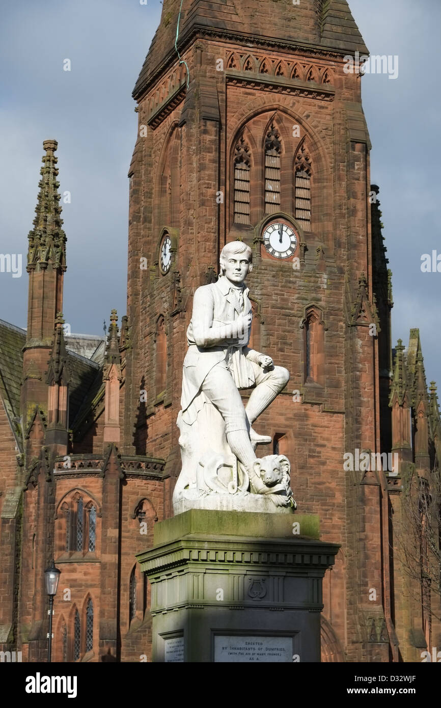Robert Burns estatua, Dumfries, suroeste de Escocia, Gran Bretaña Foto de stock