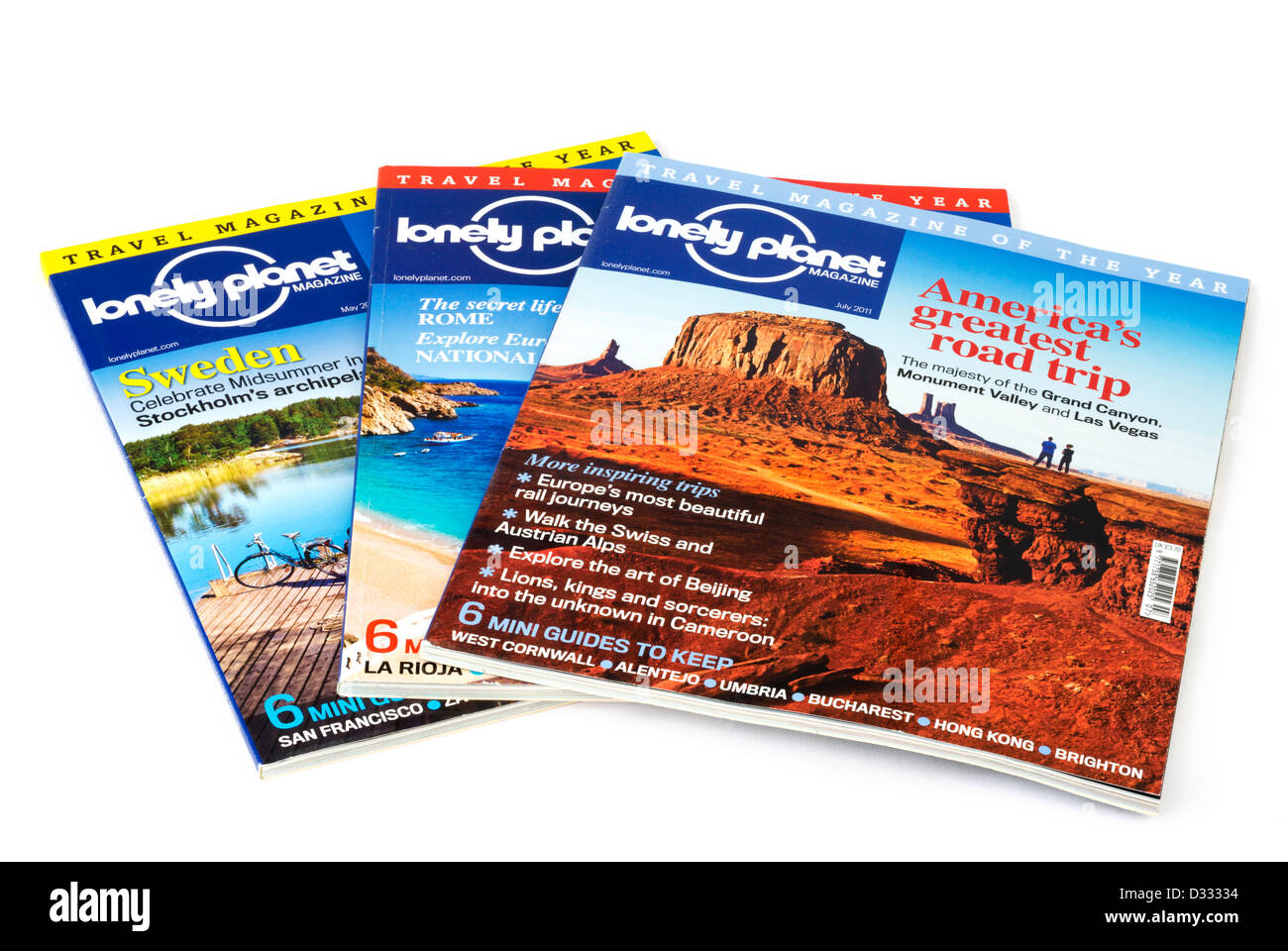 Revistas de viajes Lonely Planet Foto de stock