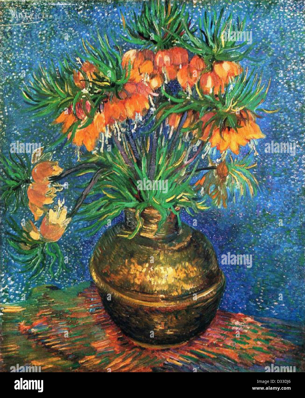 Vincent van Gogh: Fritillaries en un jarrón de cobre. 1887. Óleo sobre lienzo. Musée d'Orsay, París, Francia. Posimpresionismo. Foto de stock