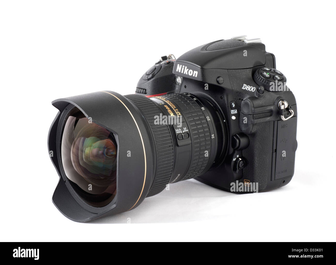 Una Nikon D800 cámara digital SLR con AF-S Nikkor 14-24mm F2.8 G ED lente zoom Foto de stock