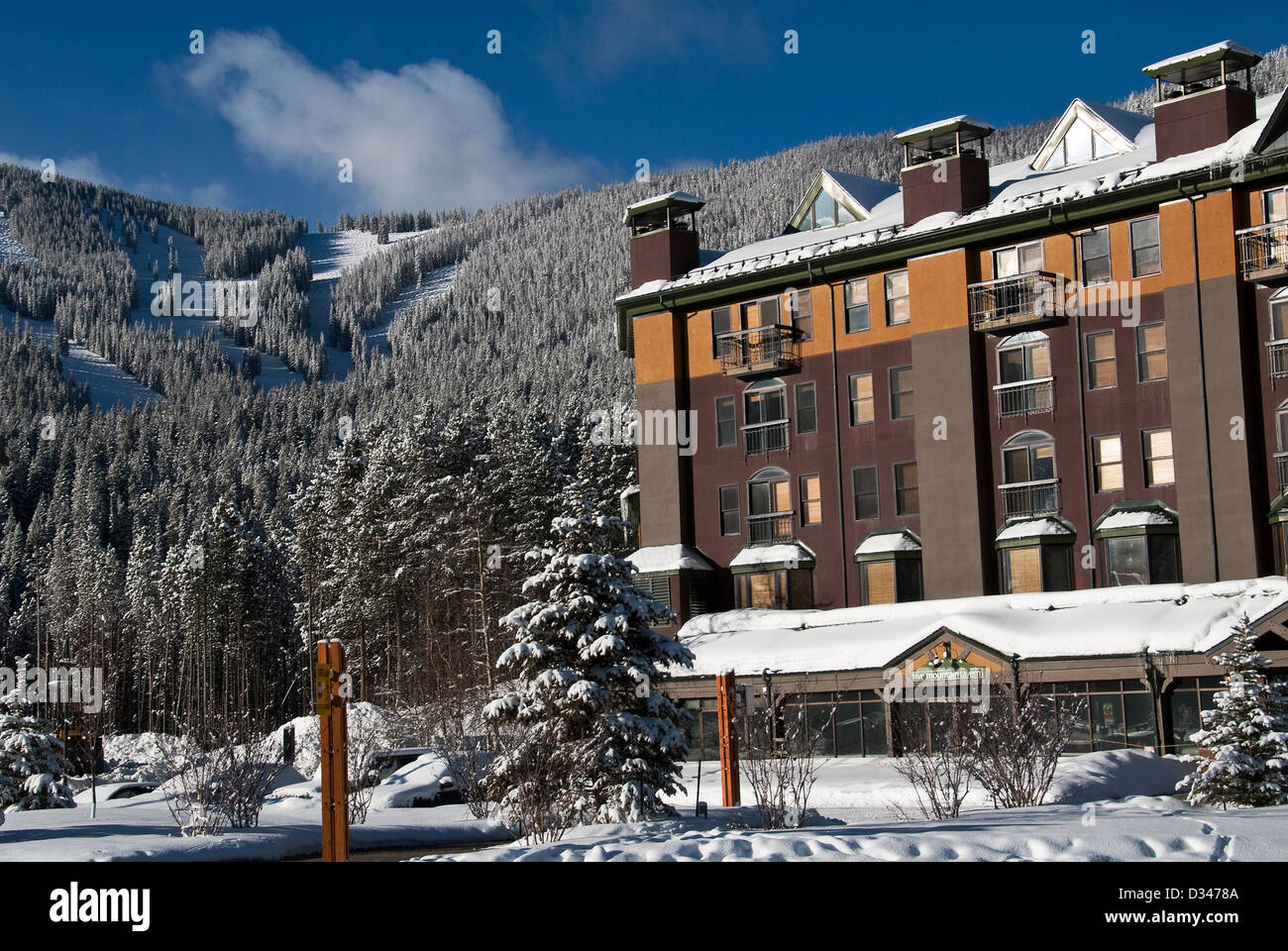 Vintage Lodge Winter Park Resort de Esquí de Colorado, EE.UU. Foto de stock