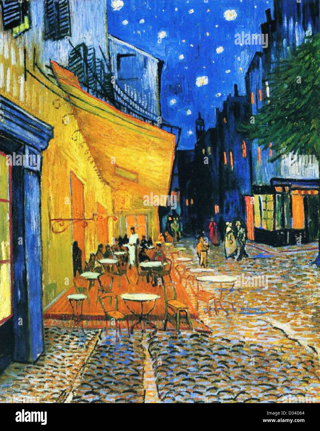 Vincent van Gogh: un café en la terraza, Place du Forum, Arles. 1888. Óleo sobre lienzo. Rijksmuseum Kröller-Müller, Otterlo, Países Bajos. Foto de stock