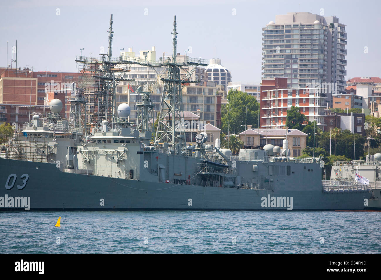 HMAS Sydney en la base naval de garden island, Sidney, Australia Foto de stock