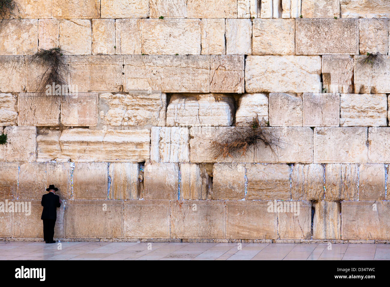 Vista del muro de las Lamentaciones de Jerusalén, Israel Foto de stock
