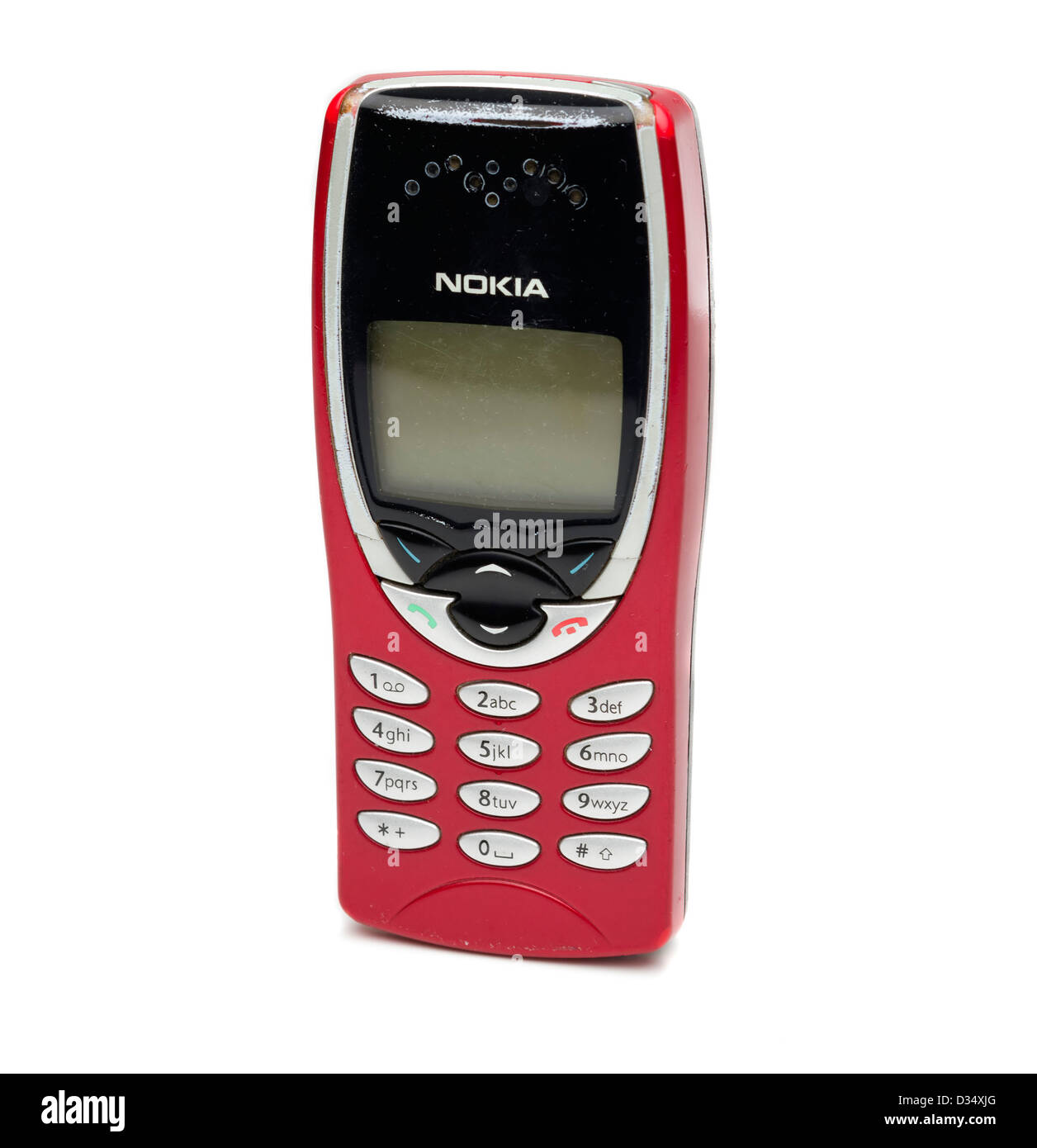 Antiguo teléfono móvil Nokia aislado sobre fondo blanco. Foto de stock