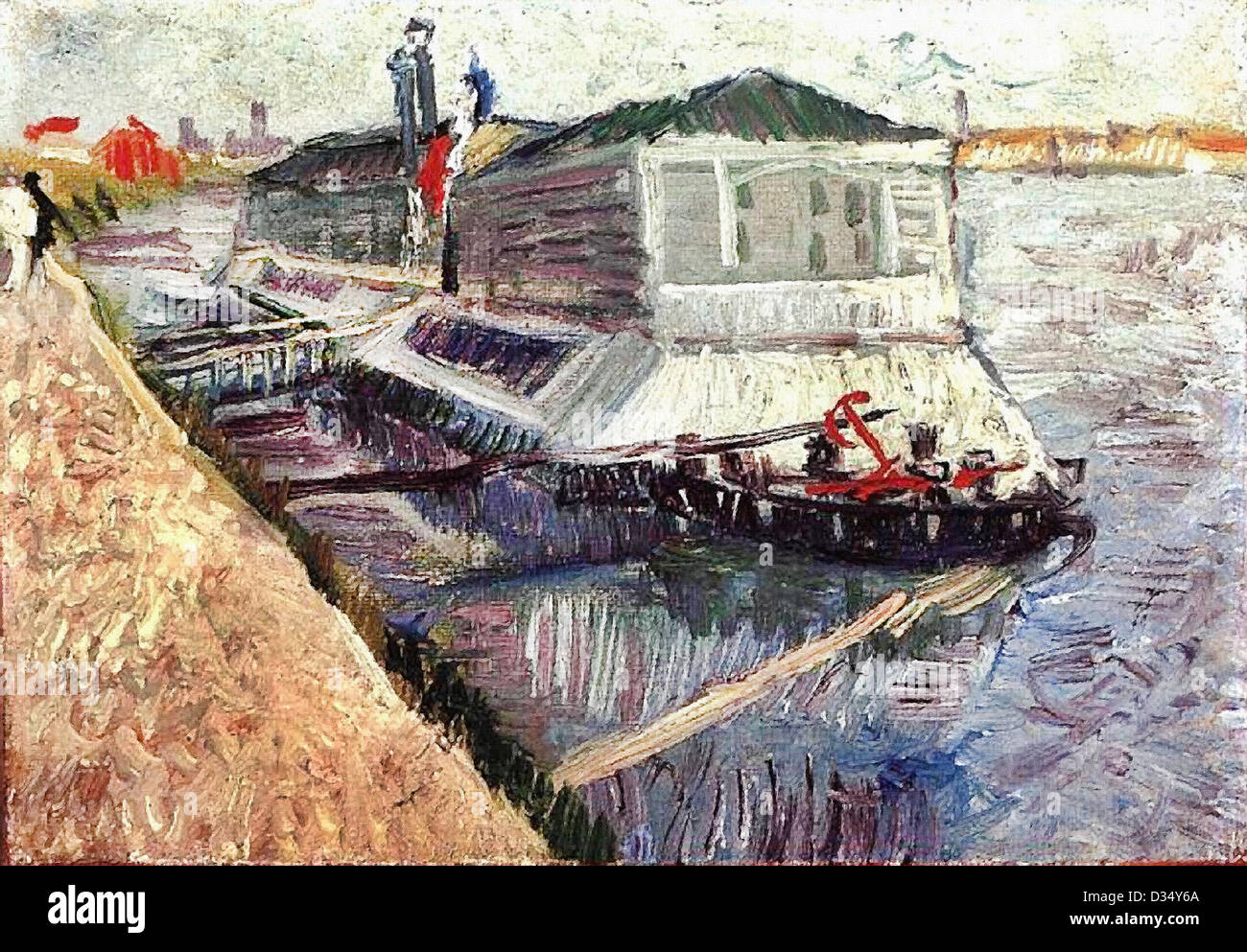 Vincent van Gogh, bañarse flotar sobre el Sena en Asnieres. 1887. Posimpresionismo. Óleo sobre lienzo. Museo de Bellas Artes de Virginia Foto de stock