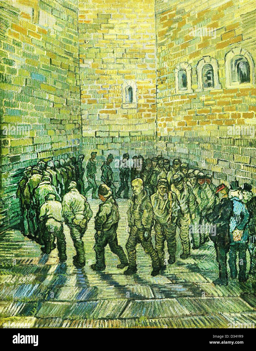 Vincent van Gogh, presos presos el ejercicio (Ronda). 1890. Posimpresionismo. Óleo sobre lienzo. Museo de Bellas Artes Pushkin Foto de stock