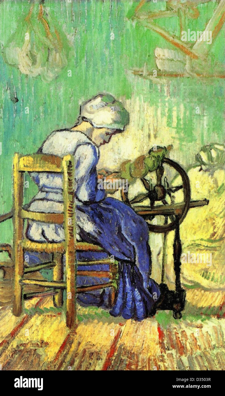 Vincent van Gogh, el Spinner (después de Millet) . 1889. Posimpresionismo. Óleo sobre lienzo. Lugar de creación: Saint-Rémy-Blanzy Foto de stock