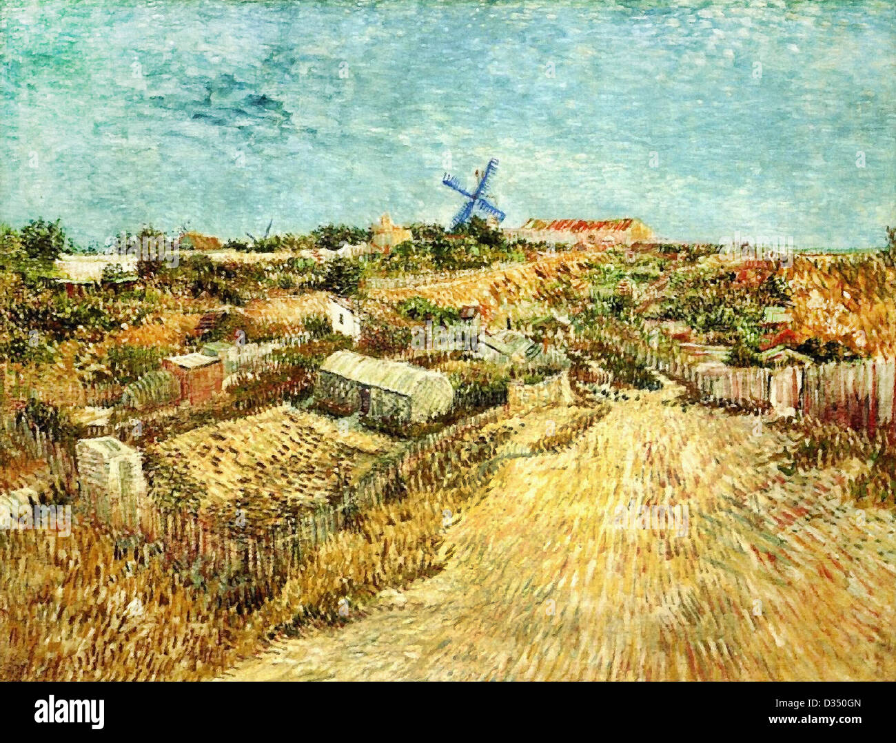 Vincent van Gogh, Huertos en Montmartre. 1887. Posimpresionismo. Óleo sobre lienzo. Stedelijk Museum de Amsterdam. Foto de stock