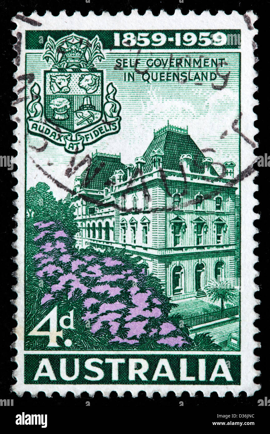 Gobierno de Qeensland, sello, Australia, 1959. Foto de stock