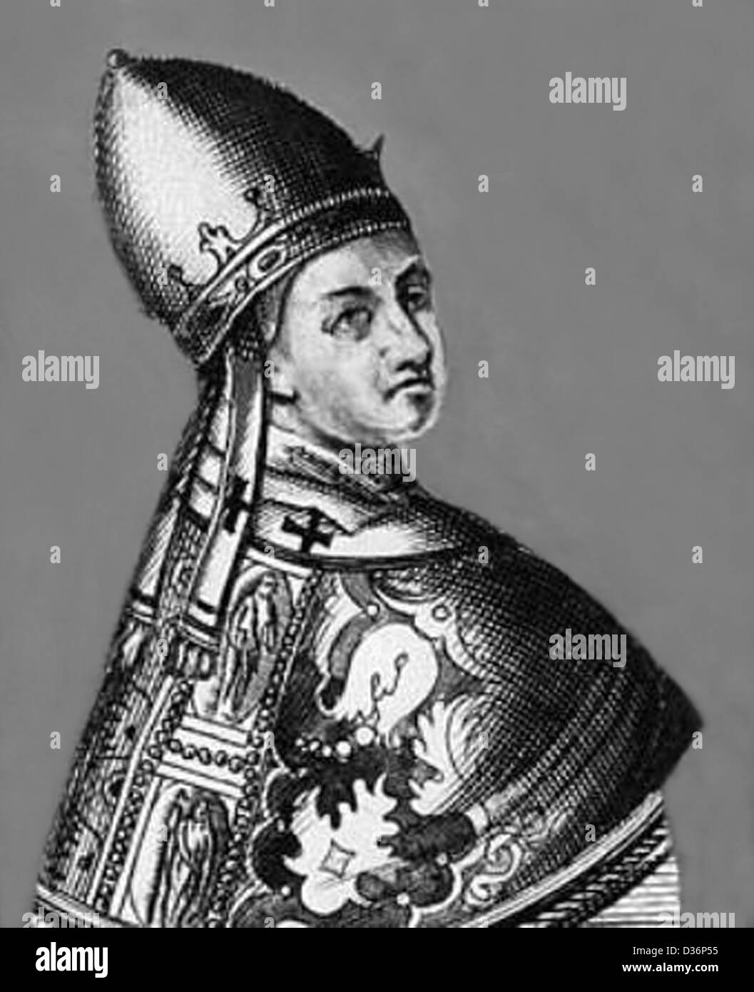 Grabado en blanco y negro retrato del Papa Benedicto IX Foto de stock