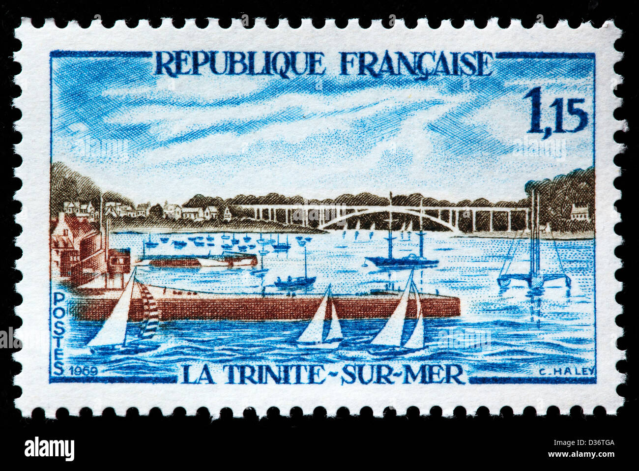 La Trinite-sur-Mer, sello, Francia, 1969 Foto de stock