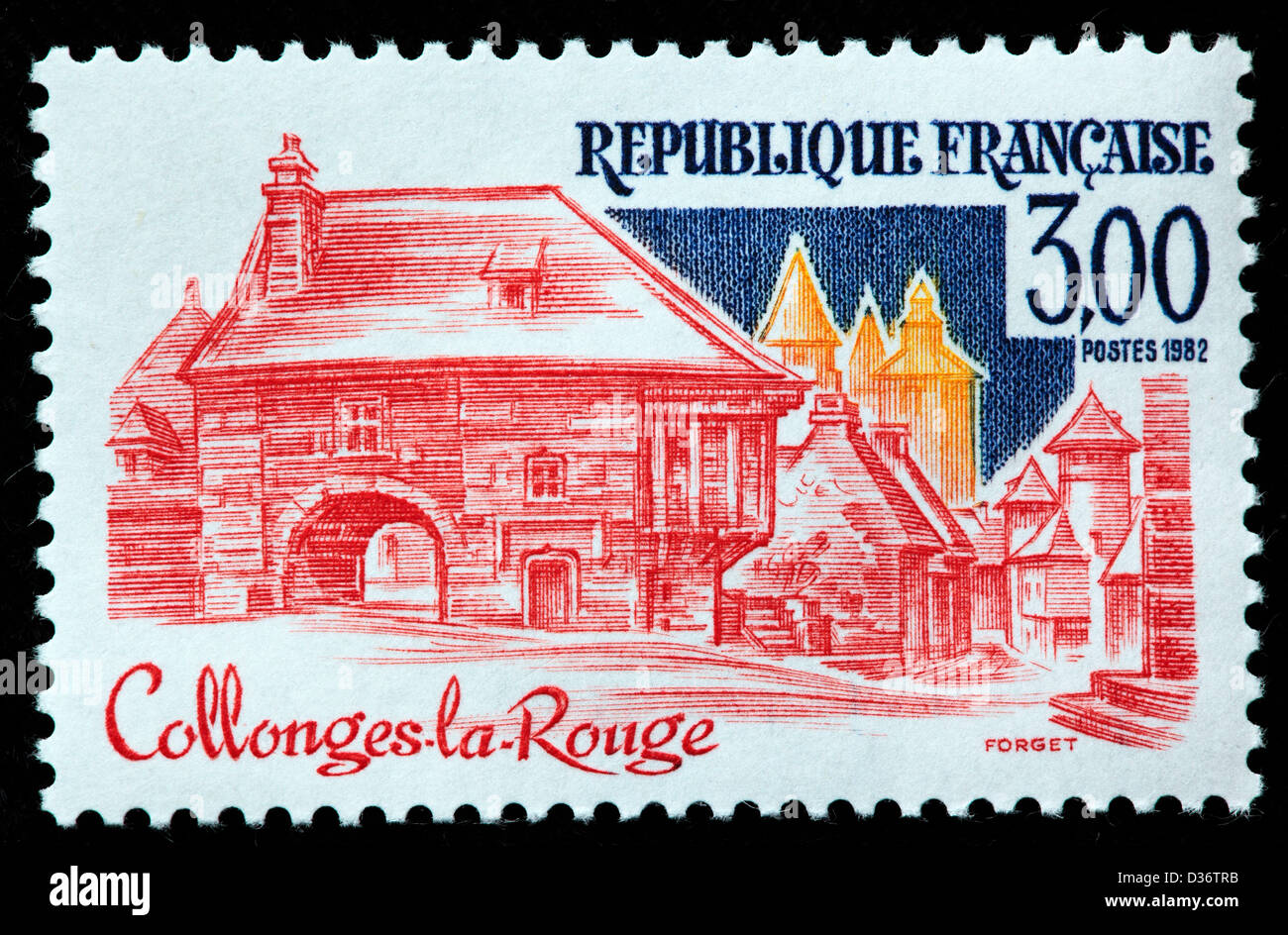 Collonges la Rouge, sello, Francia, 1982 Foto de stock