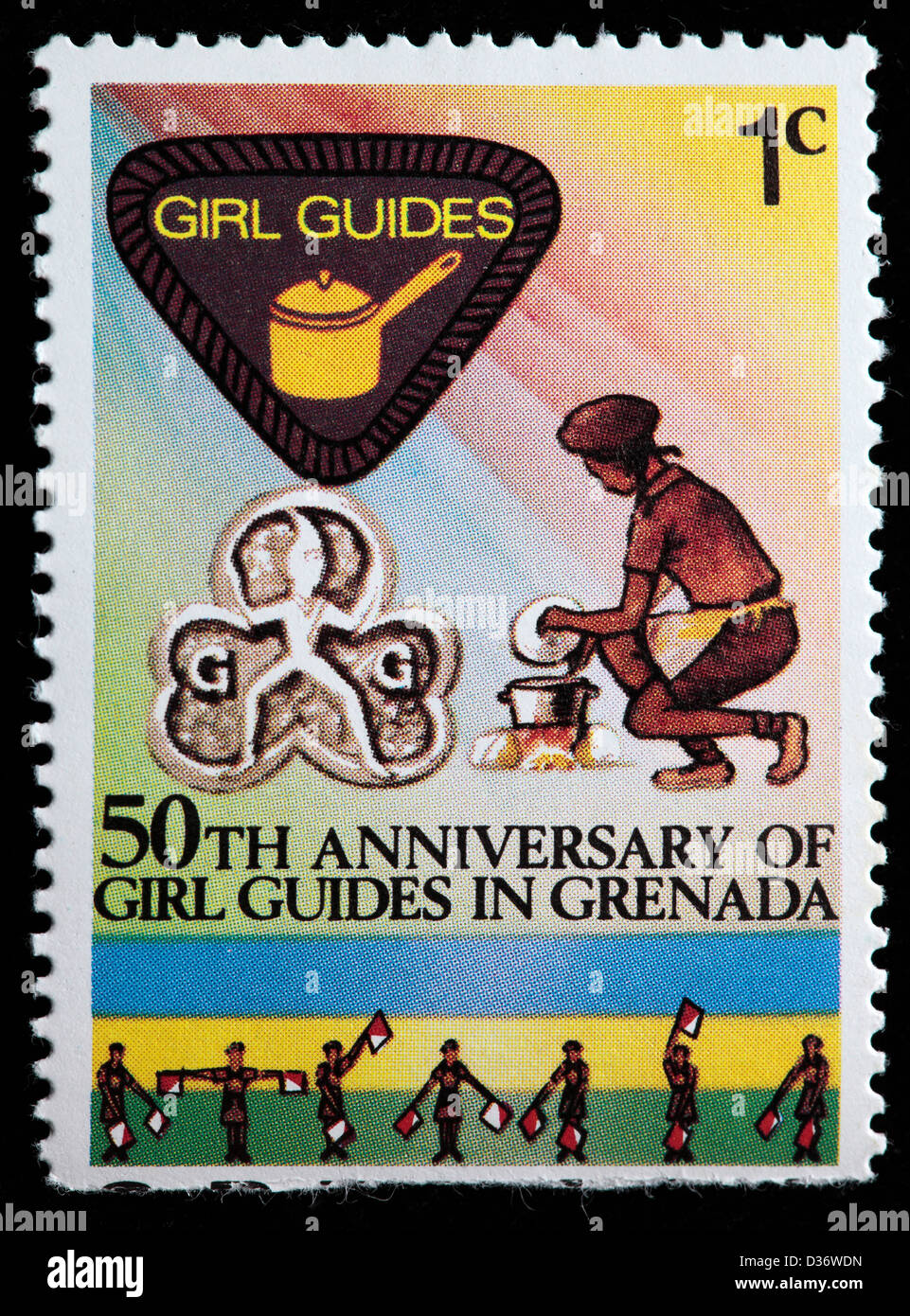 50º aniversario de guías, sello, Granada, 1976 Foto de stock