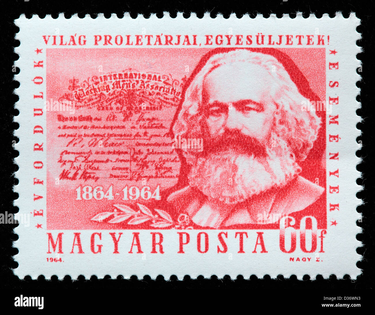 Karl Marx, sello, Hungría, 1964 Foto de stock