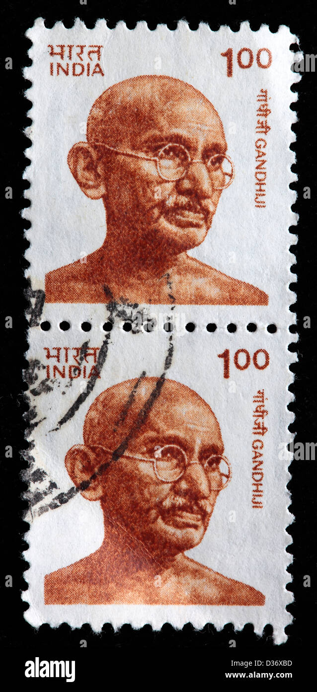 Mohandas Karamchand Gandhi, sello, India, 1976 Foto de stock