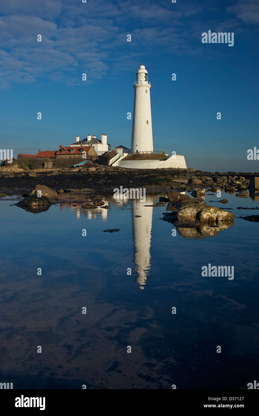 St Marys faro, Whitley Bay, North Tyneside, Tyne y desgaste, Northumberland, Inglaterra, Reino Unido, GB Foto de stock