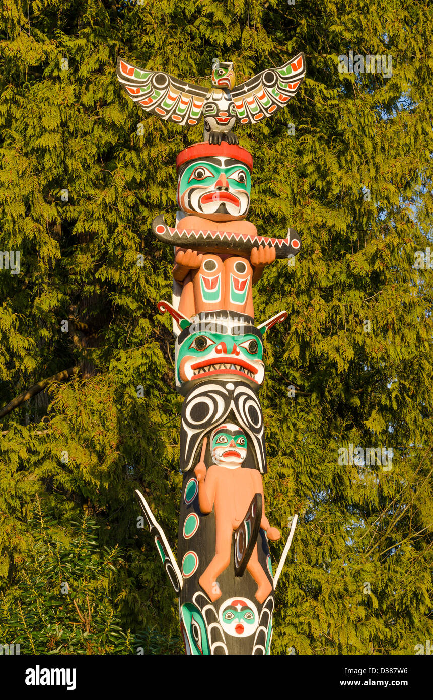 Tótem, Stanley Park, Vancouver, British Columbia, Canadá Foto de stock