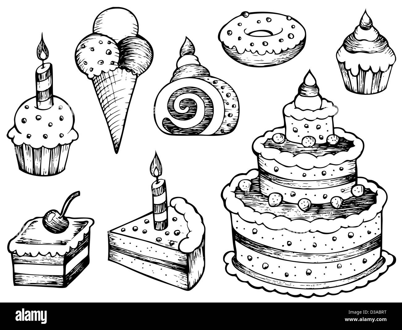 Colección de dibujos tortas - ilustración ilustración Fotografía de stock -  Alamy