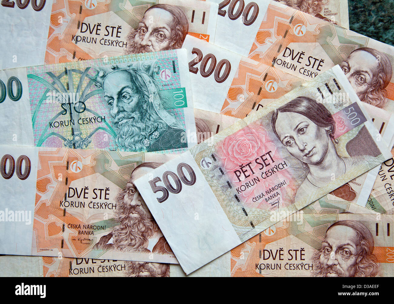 Nota de dinero checo fotografías e