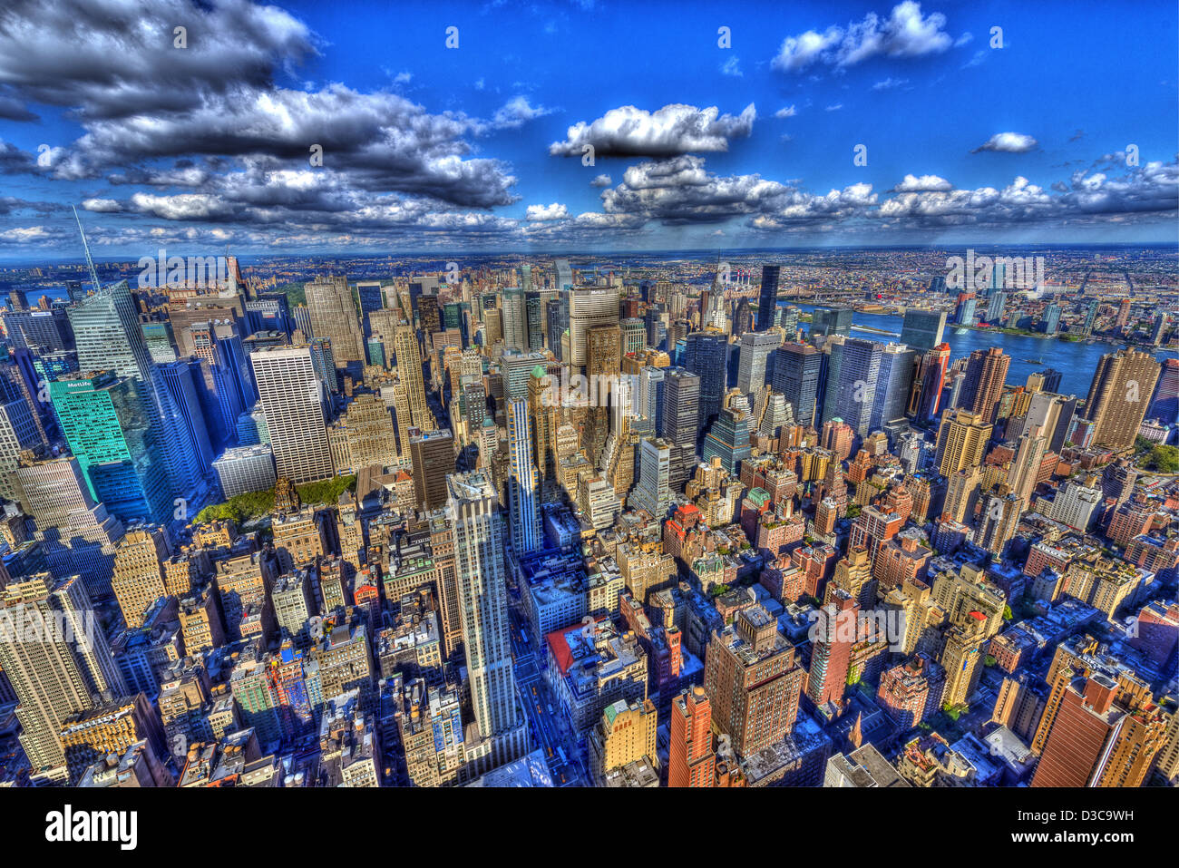 El horizonte de Manhattan, Ciudad de Nueva York (efecto especial) Foto de stock
