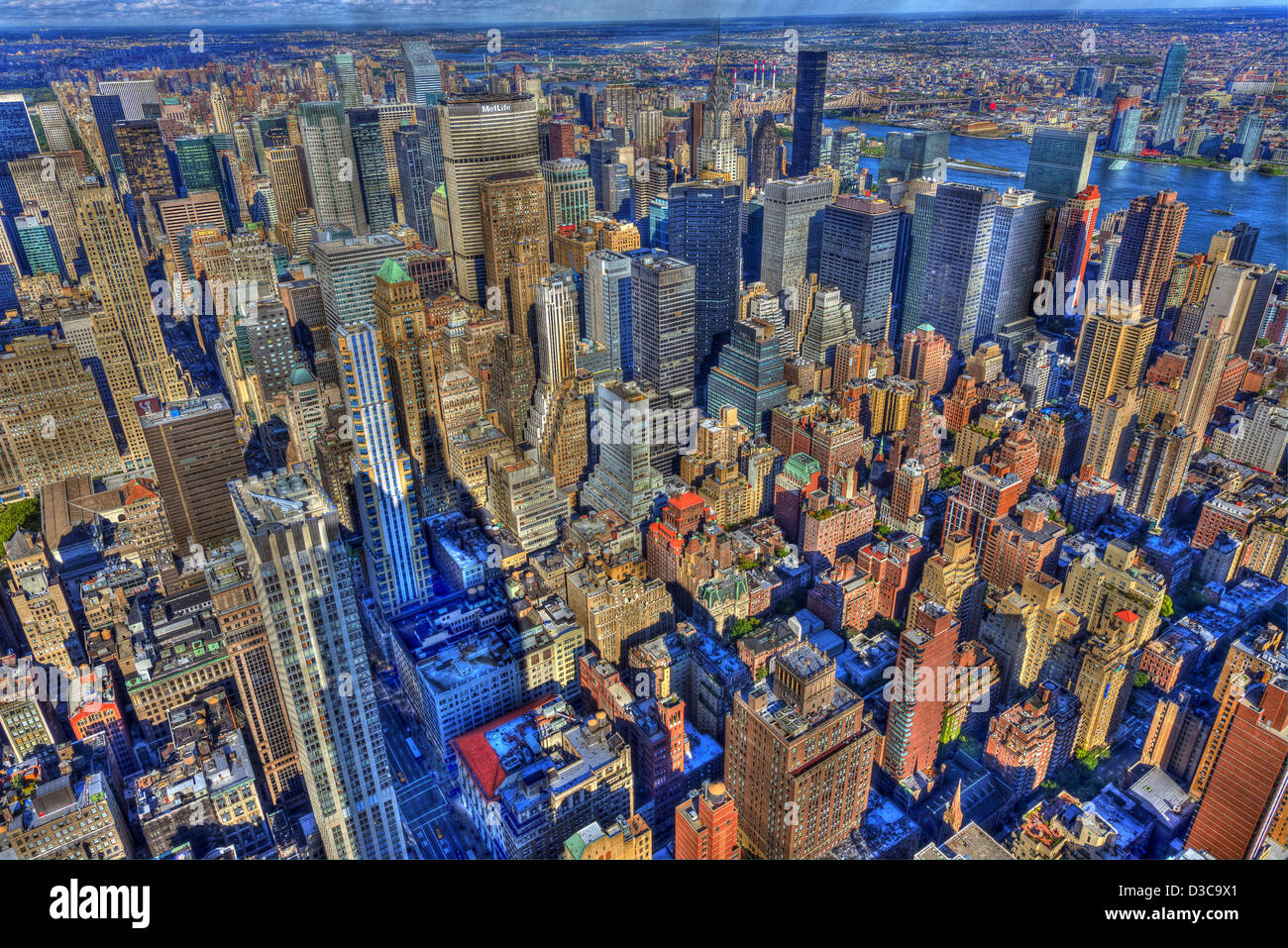 El horizonte de Manhattan, Ciudad de Nueva York (efecto especial) Foto de stock