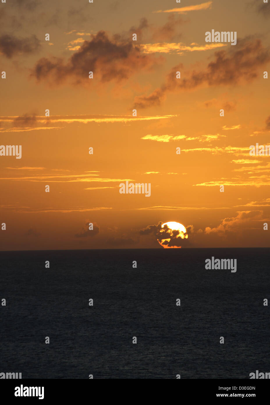 Puesta de sol del Caribe Barbados Foto de stock