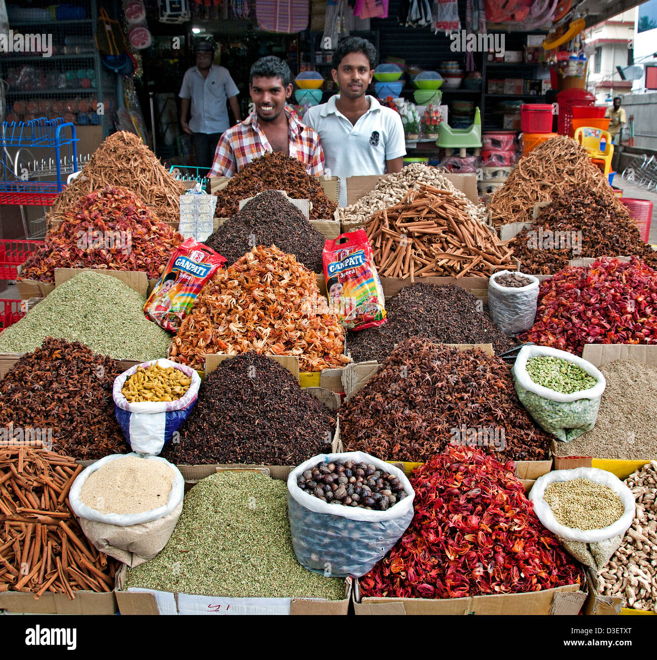 Alleppey Alappuzha Kerala India comercio de especias de la India Foto de stock