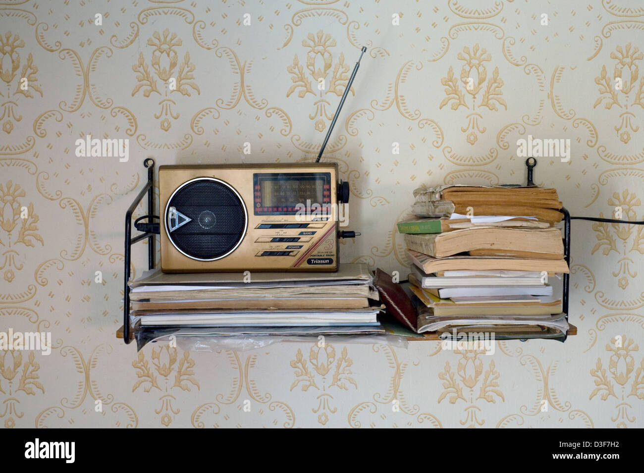 bandeja Meandro musicas Cered, Hungría, estante pared con un radio portátil y libros Fotografía de  stock - Alamy